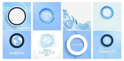 reeks van creatief wereld diabetes dag groet kaarten en illustratie Sjablonen, gevierd Aan november 14. diabetes dag concept plein kaart posters en lay-outs. vector illustratie. eps 10.