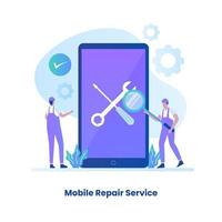plat ontwerp mobiel reparatie serviceconcept vector