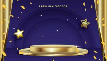 vector illustratie goud confetti prijs blauw hoog kwaliteit achtergrond