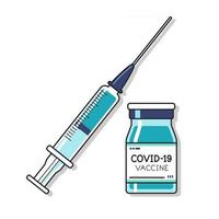vectorillustratie covid-19 coronavirus vaccin flacon en spuit vector