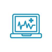 medische ECG-cardiologie in laptoplijnpictogram vector