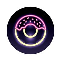 zoete donut neonlicht icoon vector