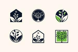 natuur boom logo icoon vector met modern element idee