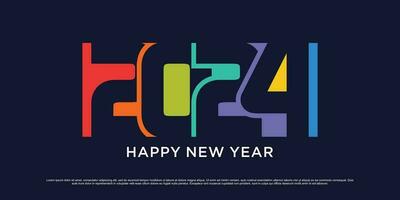 2024 gelukkig nieuw jaar logo ontwerp sjabloon vector illustratie met creatief uniek concept