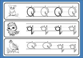 alfabet oefening ,brief traceren , alfabet oefening, illustratie, vector