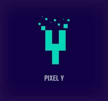 creatief pixel brief y logo. uniek digitaal pixel kunst en pixel explosie sjabloon. vector