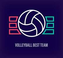 creatief volleybal het beste team logo. uniek kleur overgangen. uniek sport opleiding en academie logo sjabloon. vector