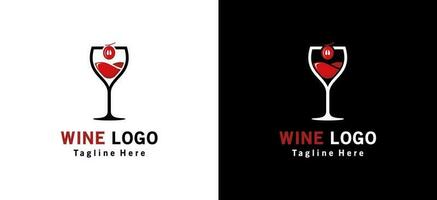 modern luxe rood wijn glas logo ontwerp vector