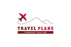 vliegtuig reizen logo sjabloon ontwerp met berg concept vector