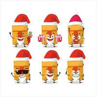 de kerstman claus emoticons met geel bagage tekenfilm karakter vector