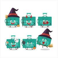 halloween uitdrukking emoticons met tekenfilm karakter van mini bagage vector