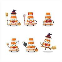 halloween uitdrukking emoticons met tekenfilm karakter van oranje verkeer ijshoorntje vector