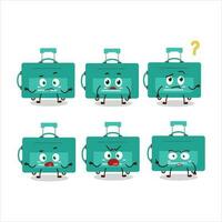tekenfilm karakter van mini bagage met wat uitdrukking vector