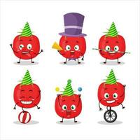 tekenfilm karakter van tomaat met divers circus shows vector