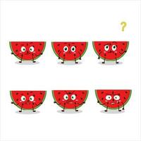 tekenfilm karakter van watermeloen met wat uitdrukking vector