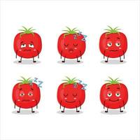 tekenfilm karakter van tomaat met slaperig uitdrukking vector