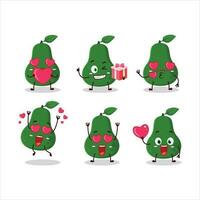 avocado tekenfilm karakter met liefde schattig emoticon vector