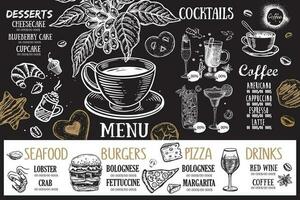 Adobe koffie huis menu. restaurant cafe menu, sjabloon ontwerp. voedsel folder. vector