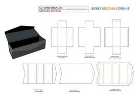 inklapbaar stijf dozen en Op maat opvouwbaar inklapbaar stijf doos en dieline sjabloon met 3d vector het dossier