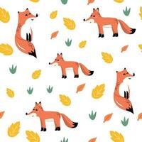 patroon met schattig vossen met herfst bladeren. perfect voor afdrukken, textiel, omhulsel papier. vector illustratie