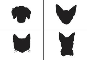 vlak ontwerp hond silhouet reeks vector