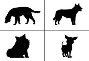 vlak ontwerp hond silhouet reeks vector