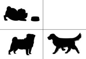 vlak ontwerp hond silhouet reeks vector