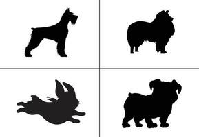 vlak ontwerp hond silhouet reeks vector