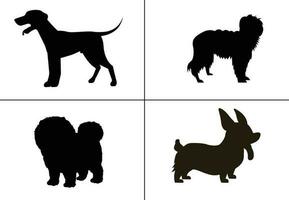 vlak ontwerp hond silhouet reeks vector