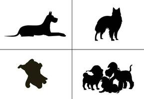 vlak ontwerp hond silhouet reeks vector