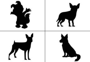 vlak ontwerp hond silhouet reeks vector