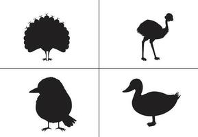 vlak ontwerp vogel silhouet reeks ,vogel, zwart icoon, vogel kunst ,vogel tatoeage, vector