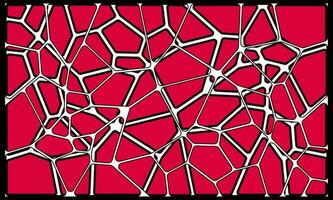 een rood en zwart voronoi meetkundig patroon met wit pleinen vector