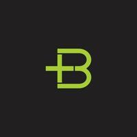 brief b groen plus medisch logo vector