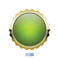 zonnestraal goud kader limoen groen cirkel knop. vector