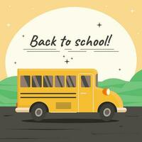 school- bus Aan weg en tekst terug naar school- vector