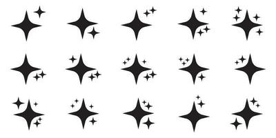 ster pictogrammen. fonkelend sterren. symbolen van fonkeling, glinsteren, glans, enz. Kerstmis vector symbolen geïsoleerd wit achtergrond.