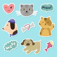 Kat en hond Sticker Vector