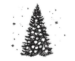 kerstboom set, met de hand getekende illustraties. vector