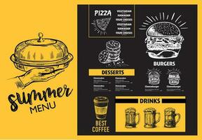 menu restaurant brochure. flyer met handgetekende afbeelding. vector