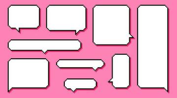 verzameling verschillend pixel sms'en dialoog dozen of toespraak bubbel geïsoleerd Aan roze achtergrond. vector