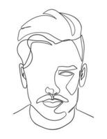 doorlopend een lijn tekening van Mens portret. kapsel. modieus Mannen stijl. - vector illustratie.