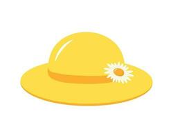 zomer strand hoed met madeliefje bloem. tekenfilm vlak illustratie geïsoleerd Aan wit achtergrond. vector