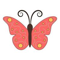 groovy vlinder. boho zomer retro kleuren vlinder icoon. hippie psychedelisch element. vector