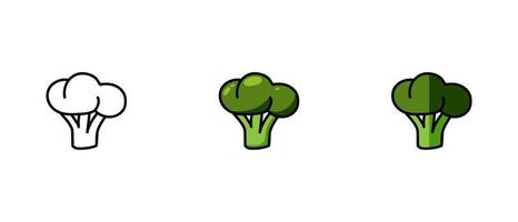 contour en gekleurde symbolen van broccoli vector