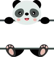 schattig panda met blanco uithangbord vector