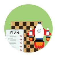 strategie begin bedrijf. brainstorm oplossing en tactiek plan. vector illustratie