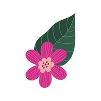 mooie bloem met bladeren decoratie vector