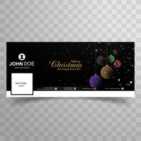 Merry christmas card met facebook cover banner sjabloonontwerp vector