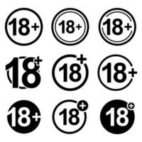 achttien jaren over- icoon set. circulaire 18 icoon reeks vector